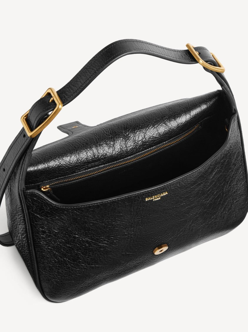 Balenciaga Black Clicca Structured Slouchy Leather Bag