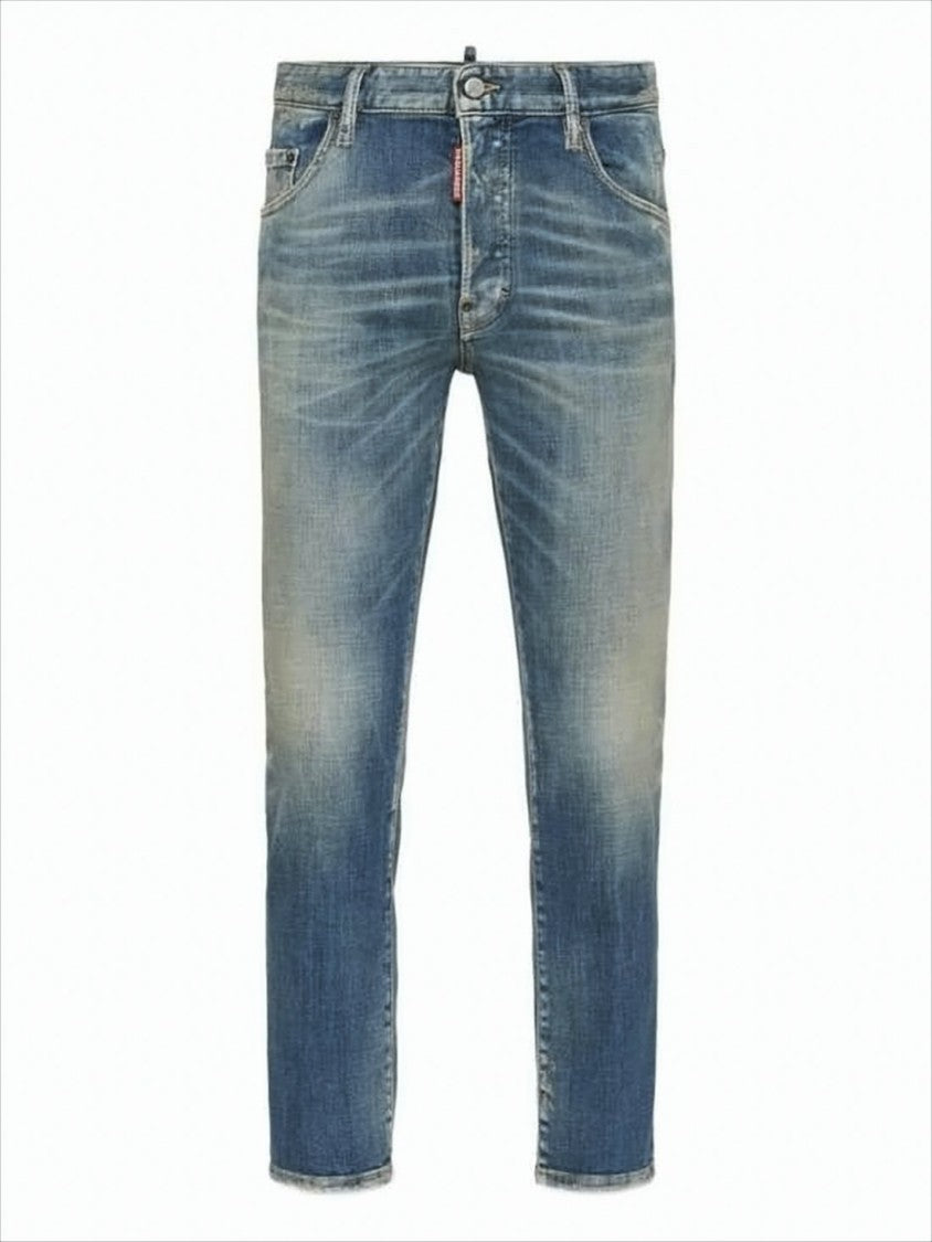 Dsquared2 Faded Wash Denim Pants With Vintage Aesthetic