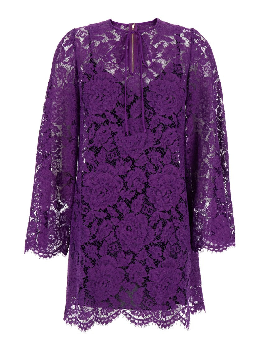 Dolce & Gabbana Violet Dress With Round Neck