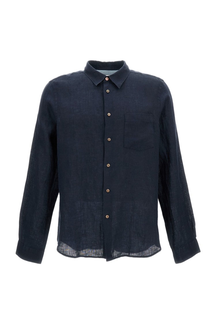 Paul Smith Comfort-Fit Linen Shirt With Pointed Collar And Front Pocket
