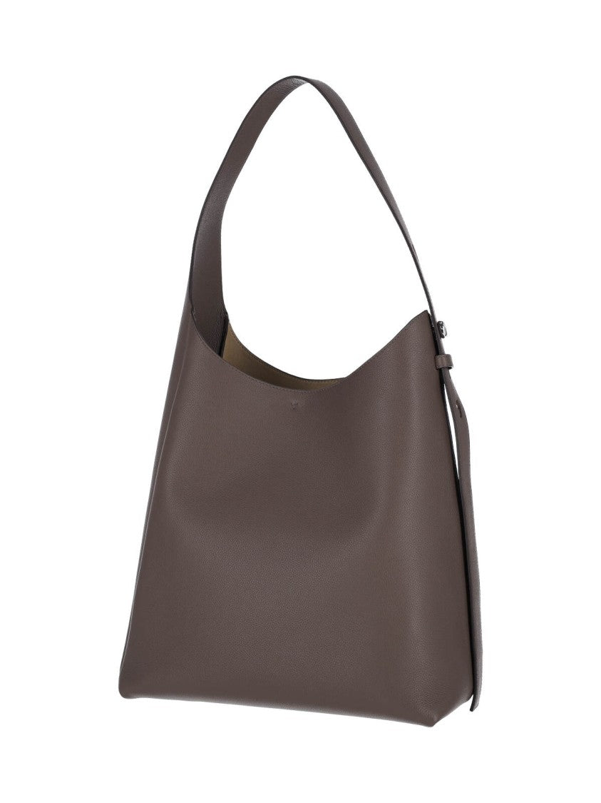 Tory Burch Structured Brown Calf Leather Shoulder Bag