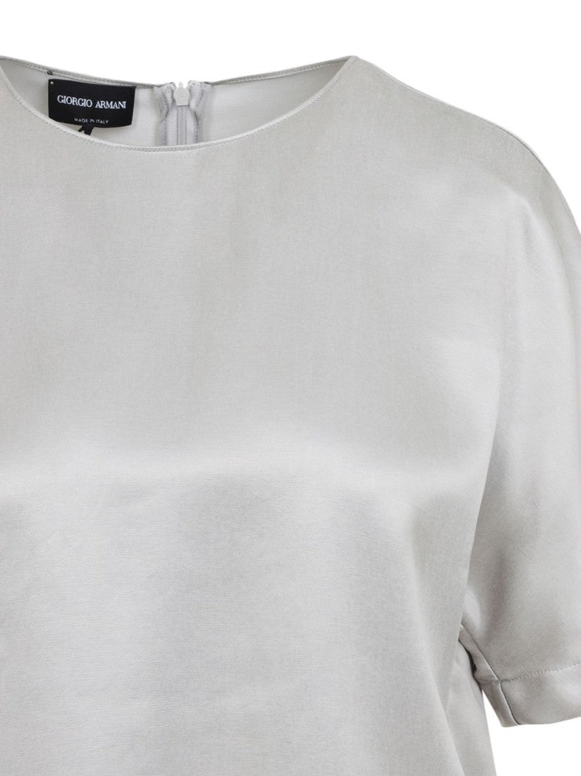 Giorgio Armani Ash Grey Shirt With Discreet Rear Zip Fastening