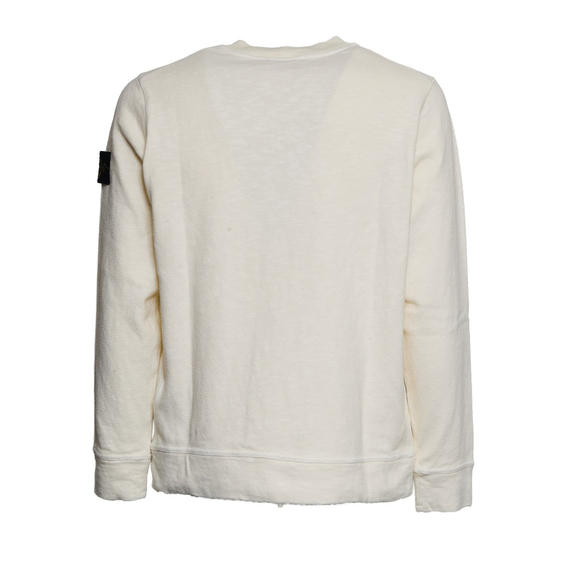 Stone Island Ivory Crewneck Sweatshirt With Iconic Patch Detail