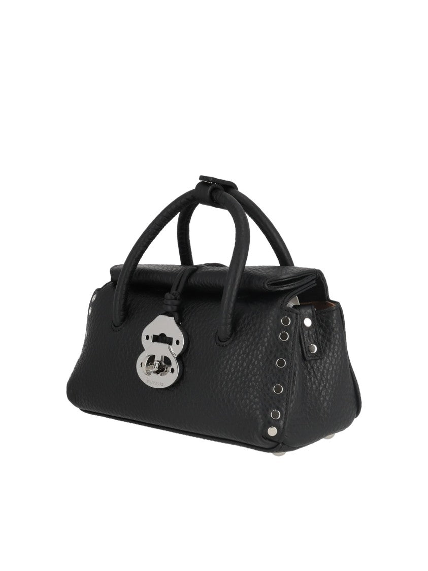 Zanellato Srl Black Dotta Centauro Baby Bovine Leather Handbag