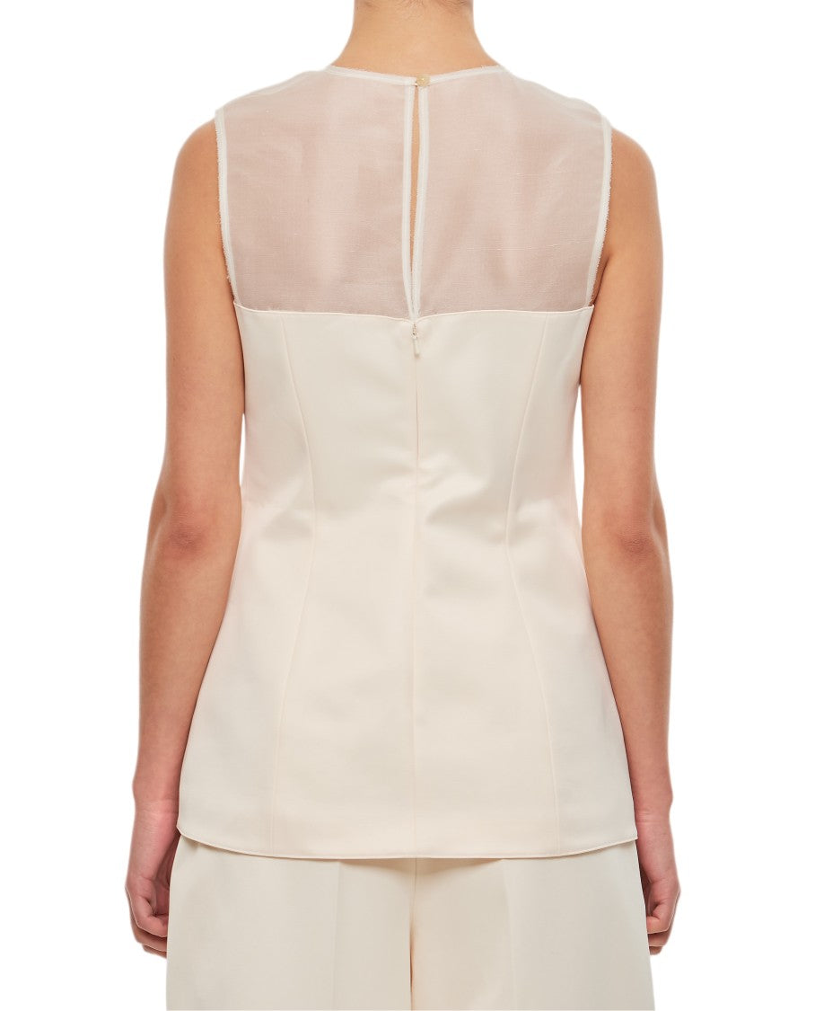 Khaite Sleeveless Top With Sheer Mesh Panel And Zipper Closure