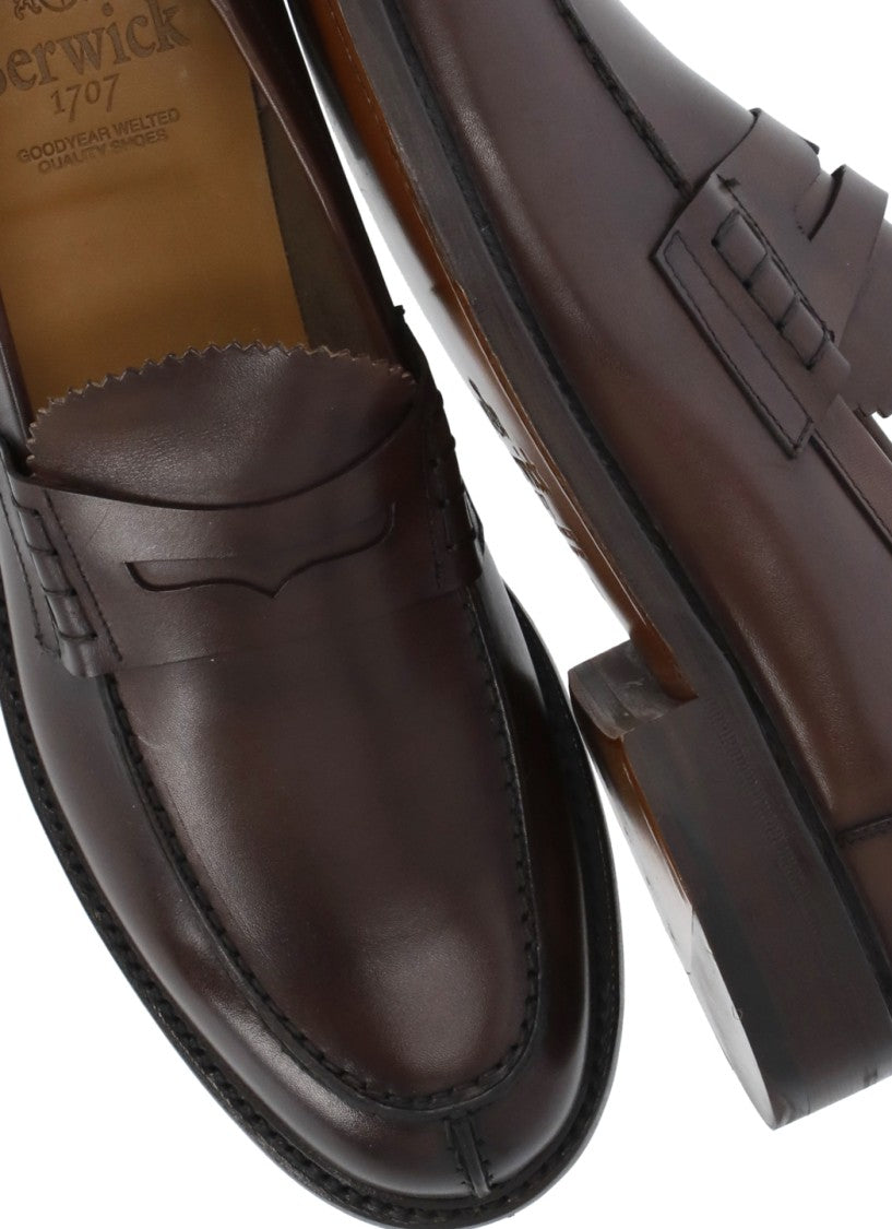 Berwick 1707 Brown Pebbled Leather Mask Loafers