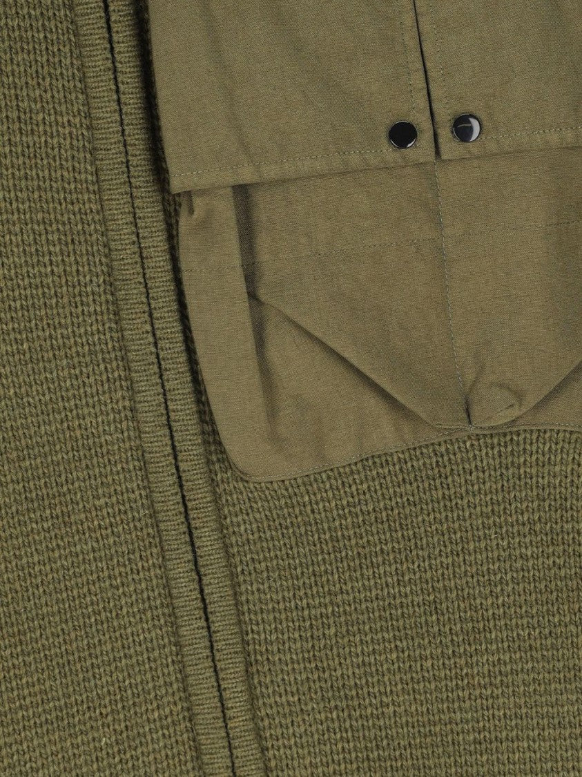 C.P. Company Textured Olive Green Wool Knit Cardigan