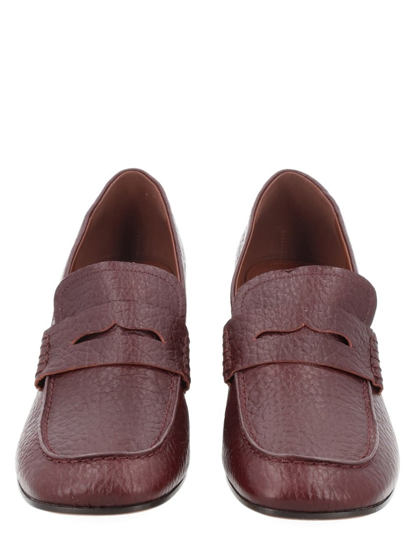 Dries Van Noten Block-Heeled Bovine Leather Moccasin Pumps