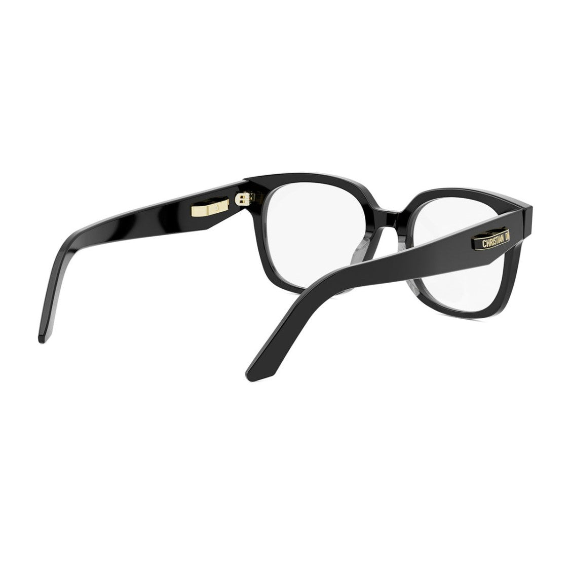 Dior Contemporary Black Acetate Eyeglasses With Gold Logo Detail