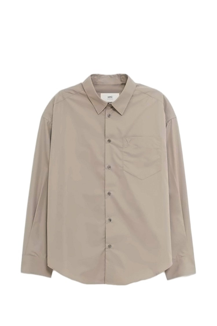 Ami Paris Long-Sleeve Cotton Shirt With Classic Collar