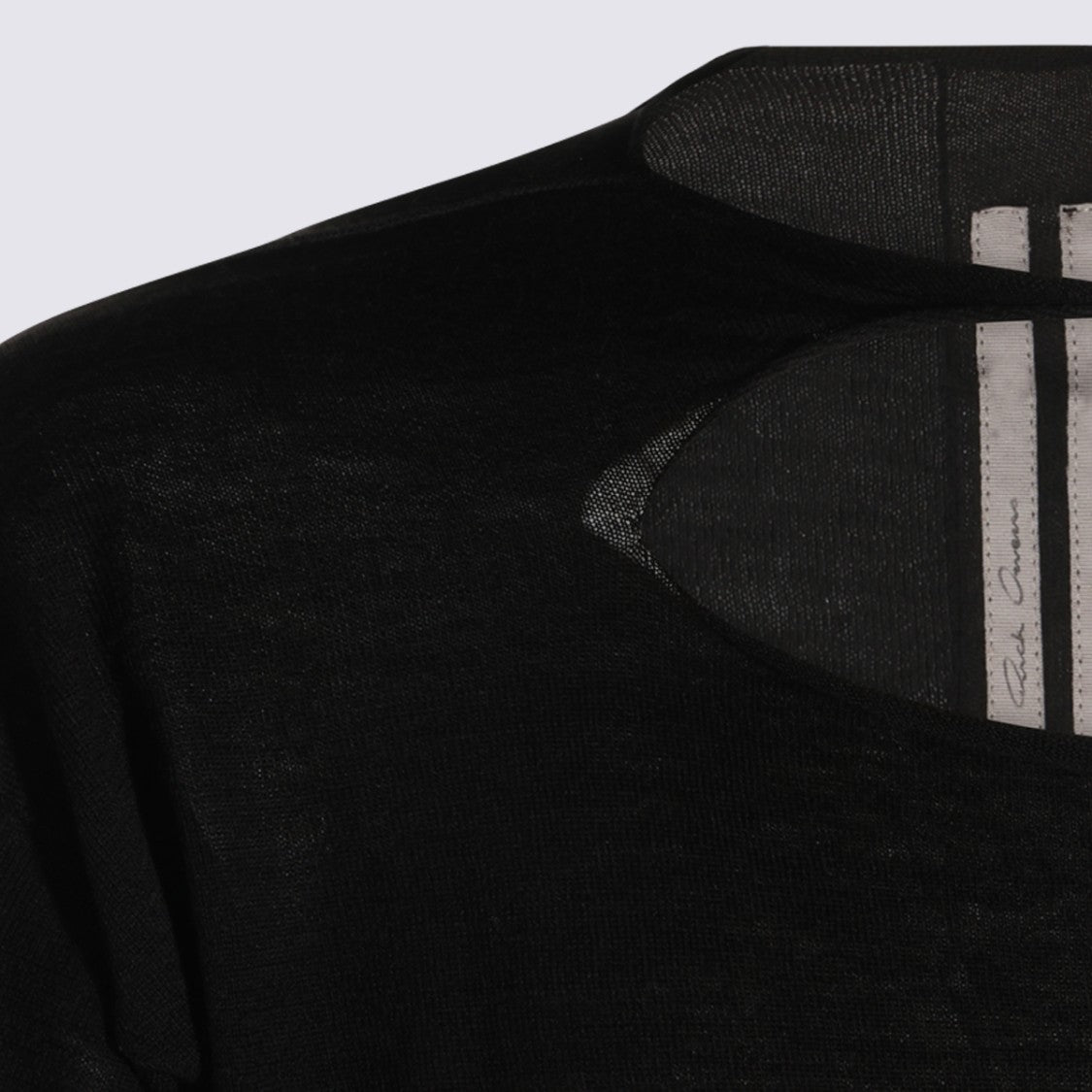 Rick Owens Black Semi-Sheer Knit Sweater With Unique Cut-Out Detail