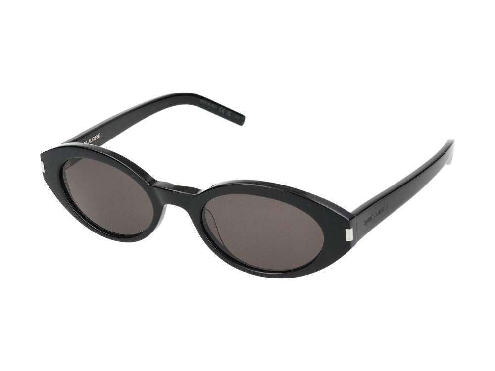 Saint Laurent Black Bold Rounded Acetate Sunglasses