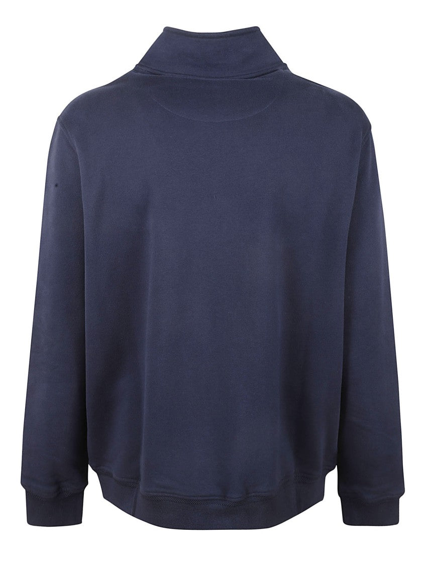 Belstaff Quarter-Zip Black Cotton Pullover With High Collar
