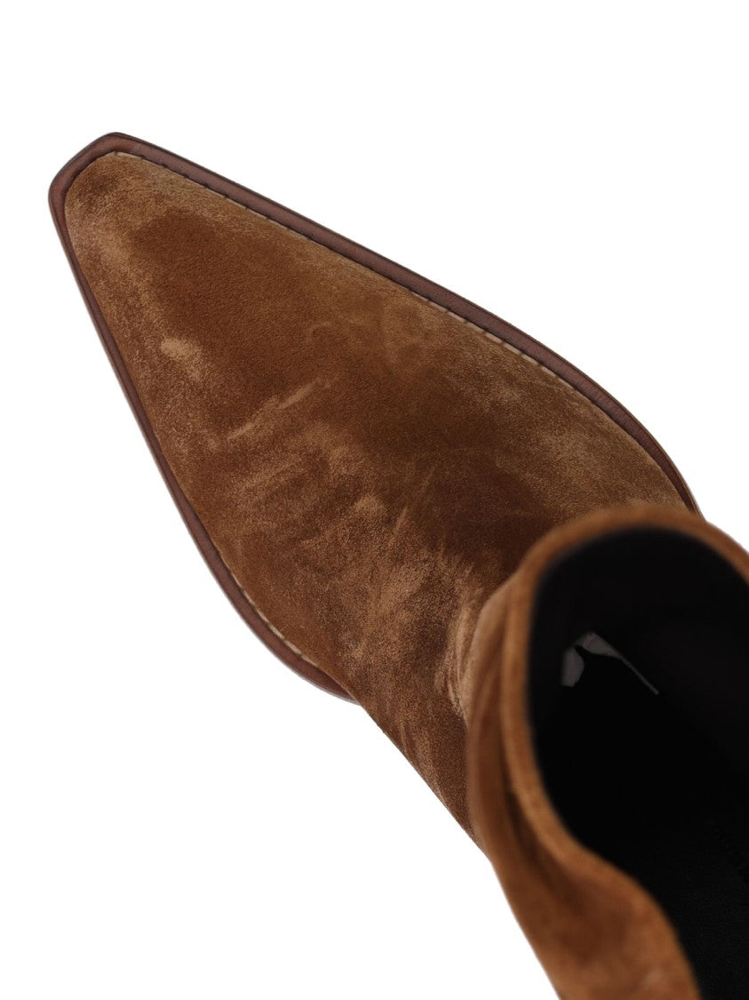 Khaite Brown Clive Pointed Suede Boots