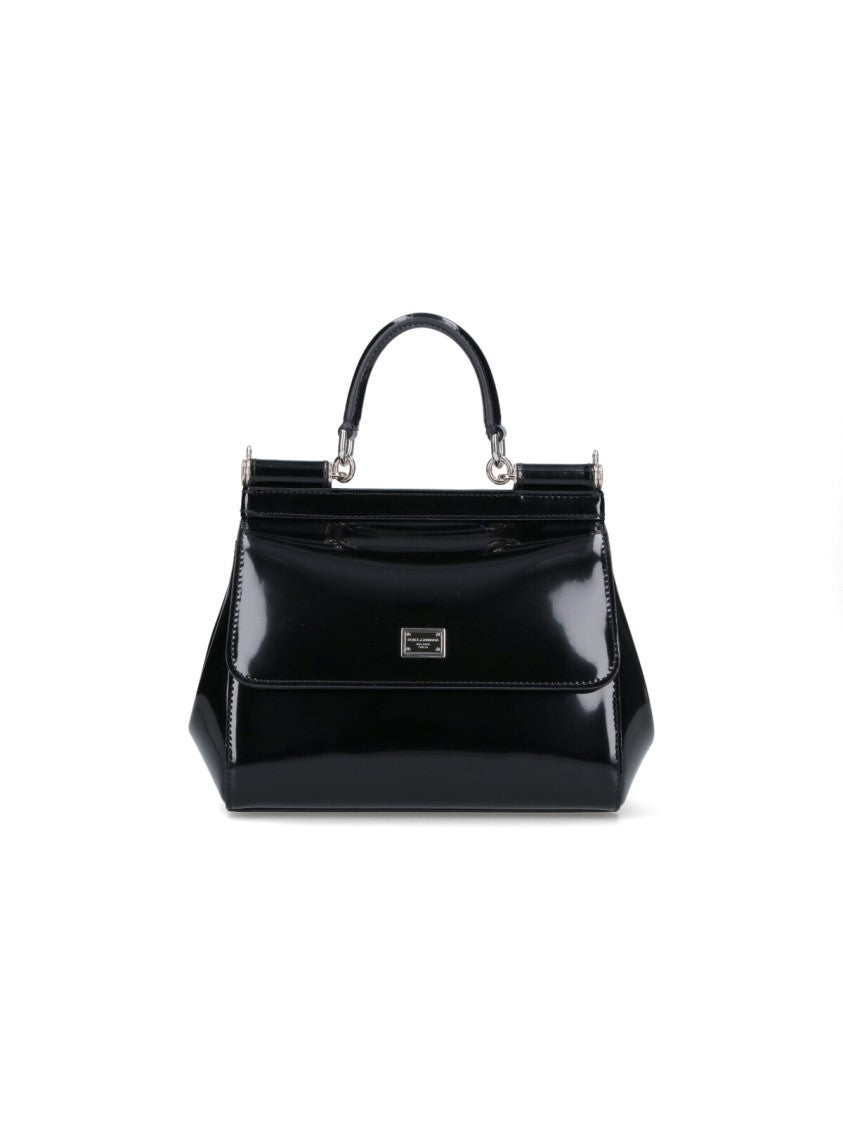 Dolce & Gabbana Structured Handbag With Glossy Patent Finish