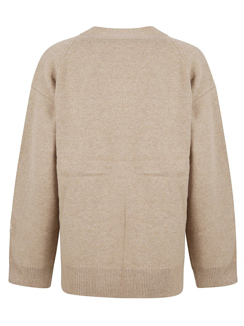 Tory Burch Relaxed Fit Wool Sweater With Button Closure