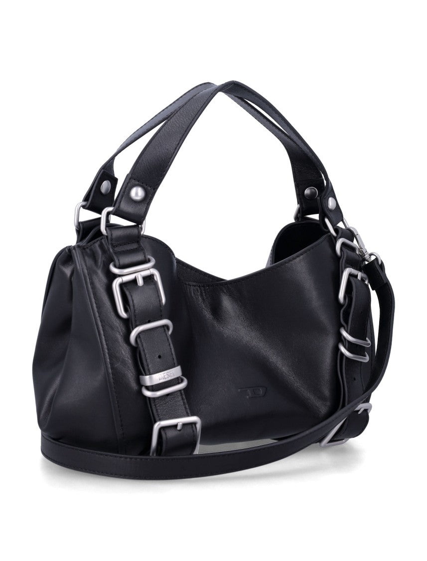 Diesel Sleek Black Handbag With Dual Top Handles And Adjustable Strap