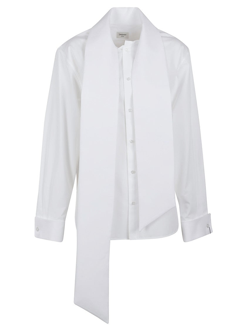 Saint Laurent Button-Down Shirt With Lavallière Collar And Structured Shoulders