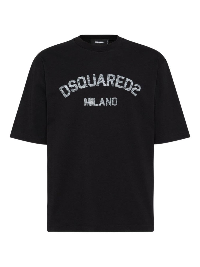Dsquared2 Relaxed Black T-Shirt With Distressed Logo Print