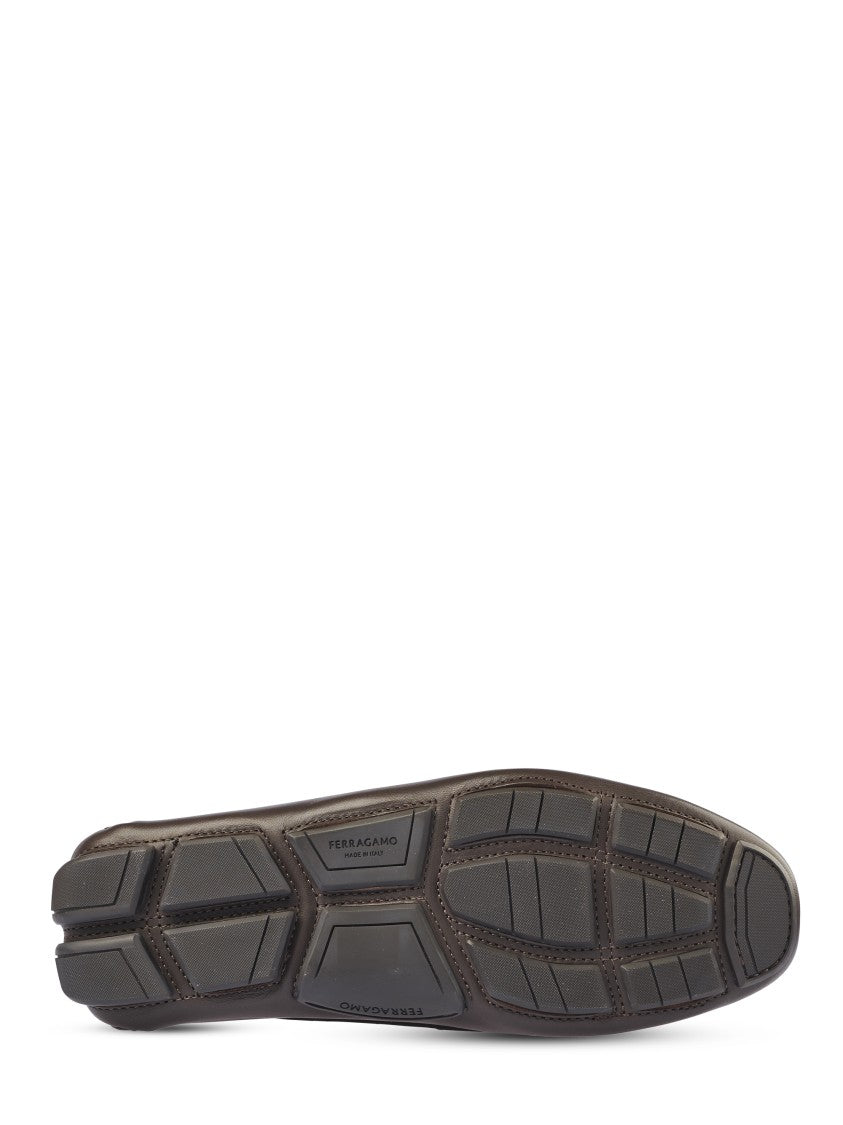 Ferragamo Classic Loafer-Style Dark Brown Flat Shoes