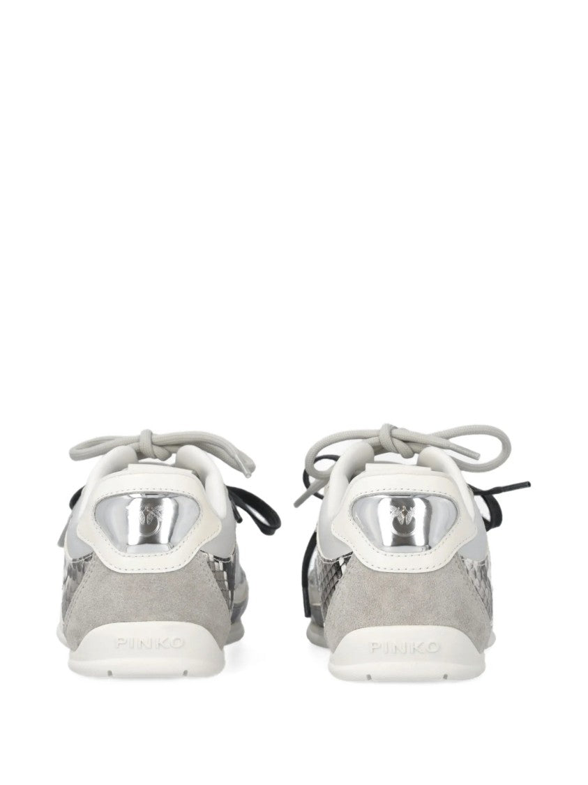 Pinko Light Grey/Silver Yulia 01 Mixed-Material Sneakers