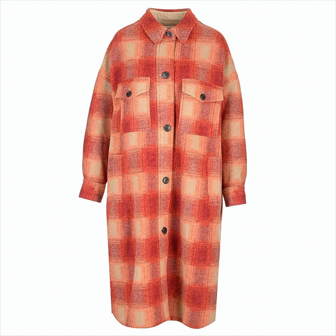 Isabel Marant Étoile Bold Check Pattern Wool Coat With Classic Collar