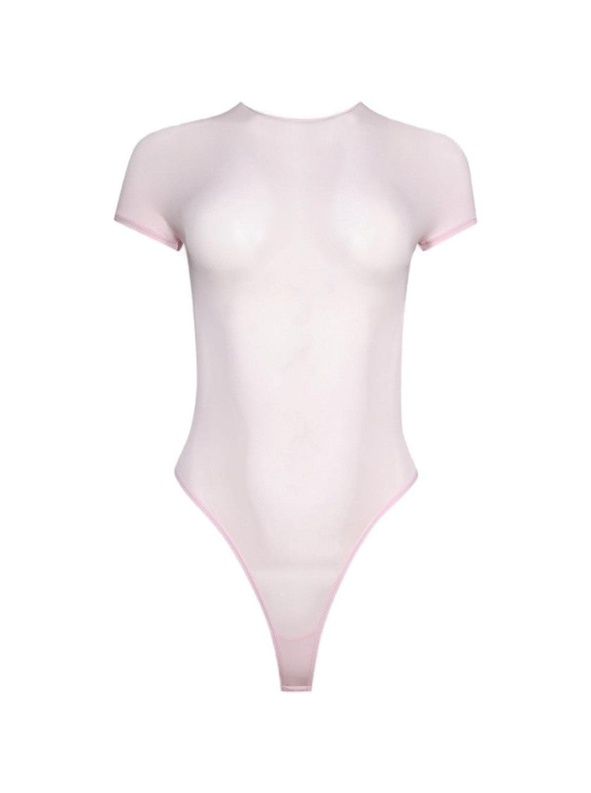 Wardrobe.Nyc Sheer Cap Sleeve Bodysuit Blush