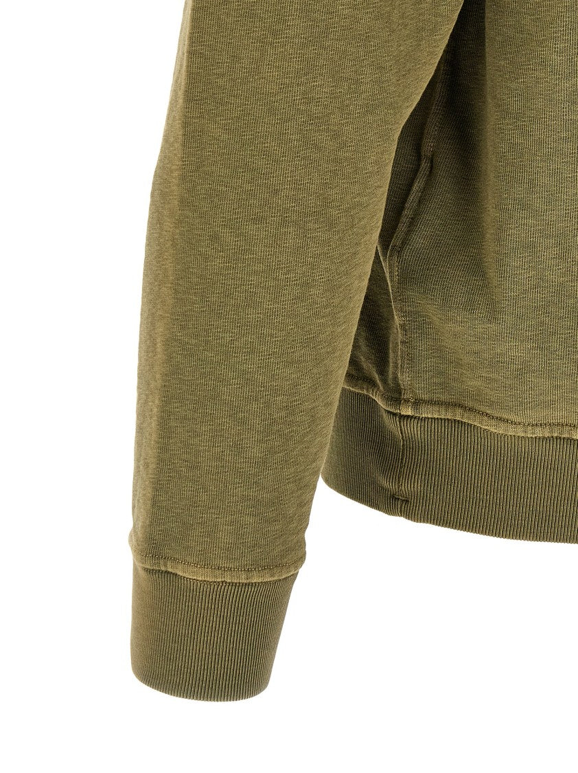 Stone Island Flamed Effect Malfilé Cotton Hoodie With Logo Badge