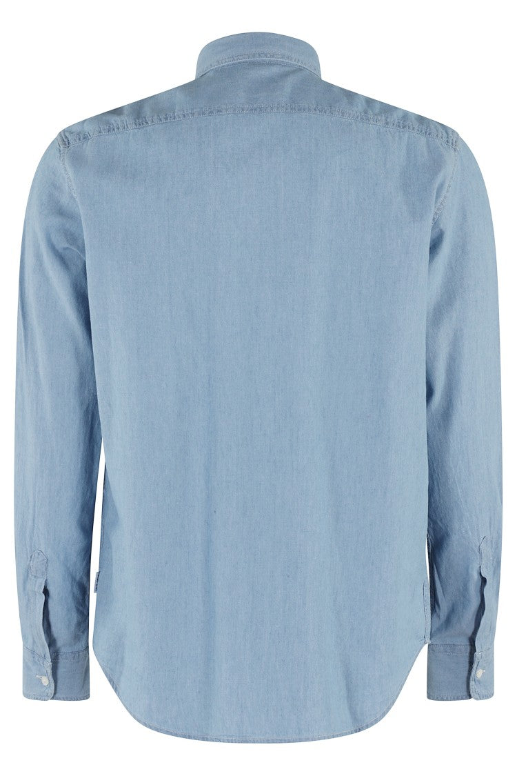 Aspesi Slim-Fit Light Blue Chambray Shirt With Classic Collar