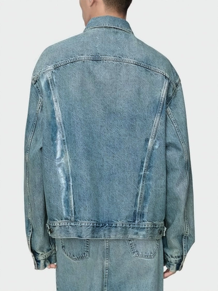 Maison Margiela Faded Blue Oversized Cotton Denim Jacket