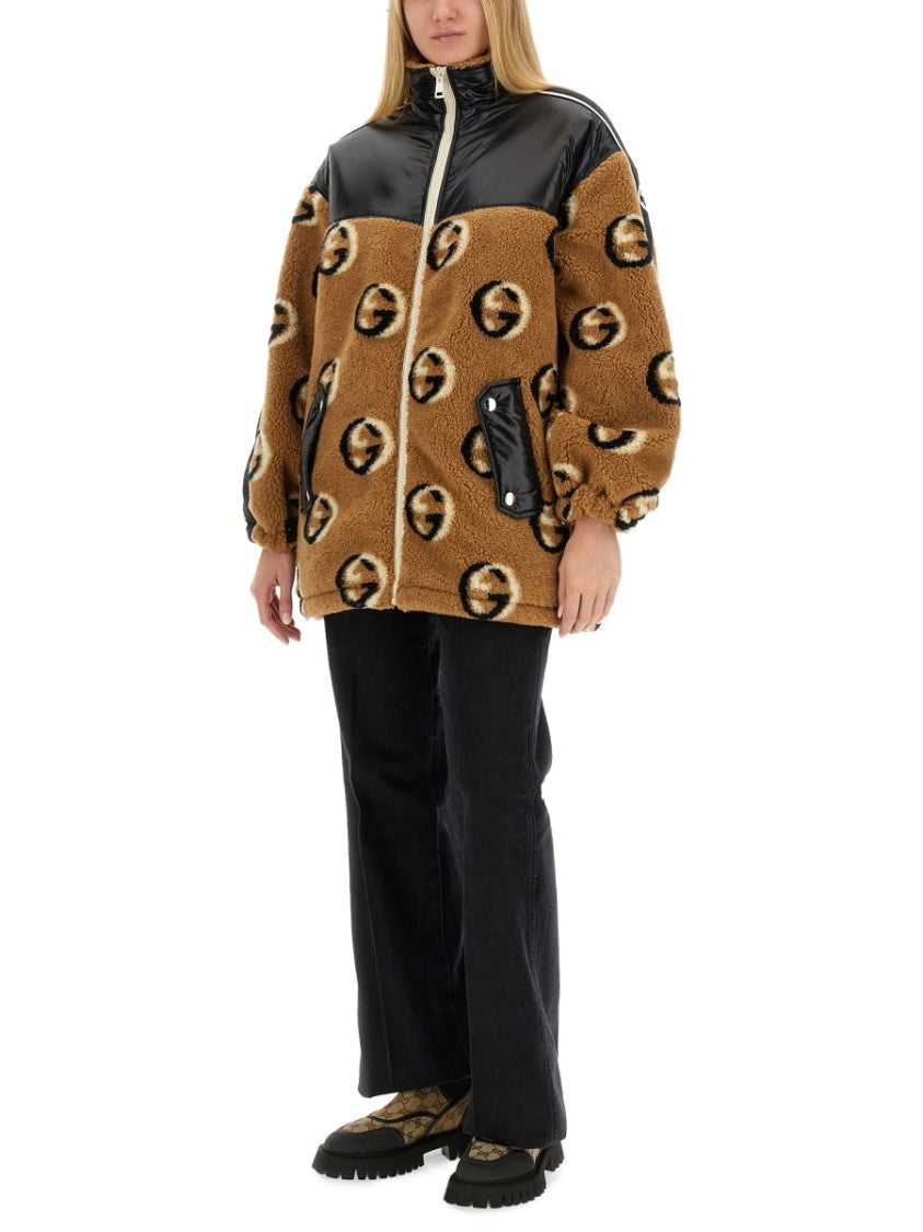 Gucci Jacquard Pattern Zipper Jacket In Luxurious Wool