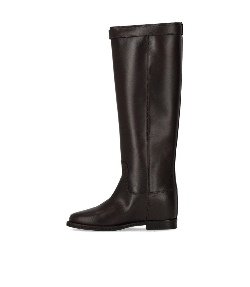 Via Roma 15 Santa Monica Dark Brown High Boot With Padlock