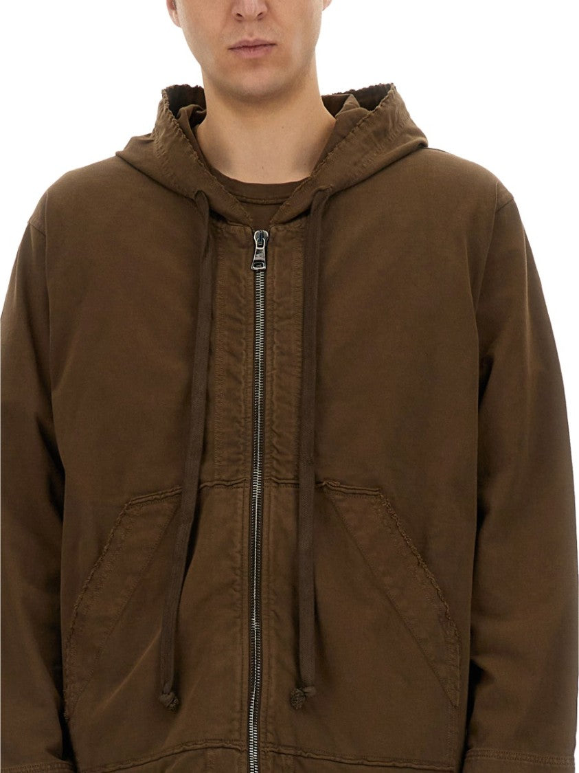 Uma Wang Brown Oversized Zipper Hoodie