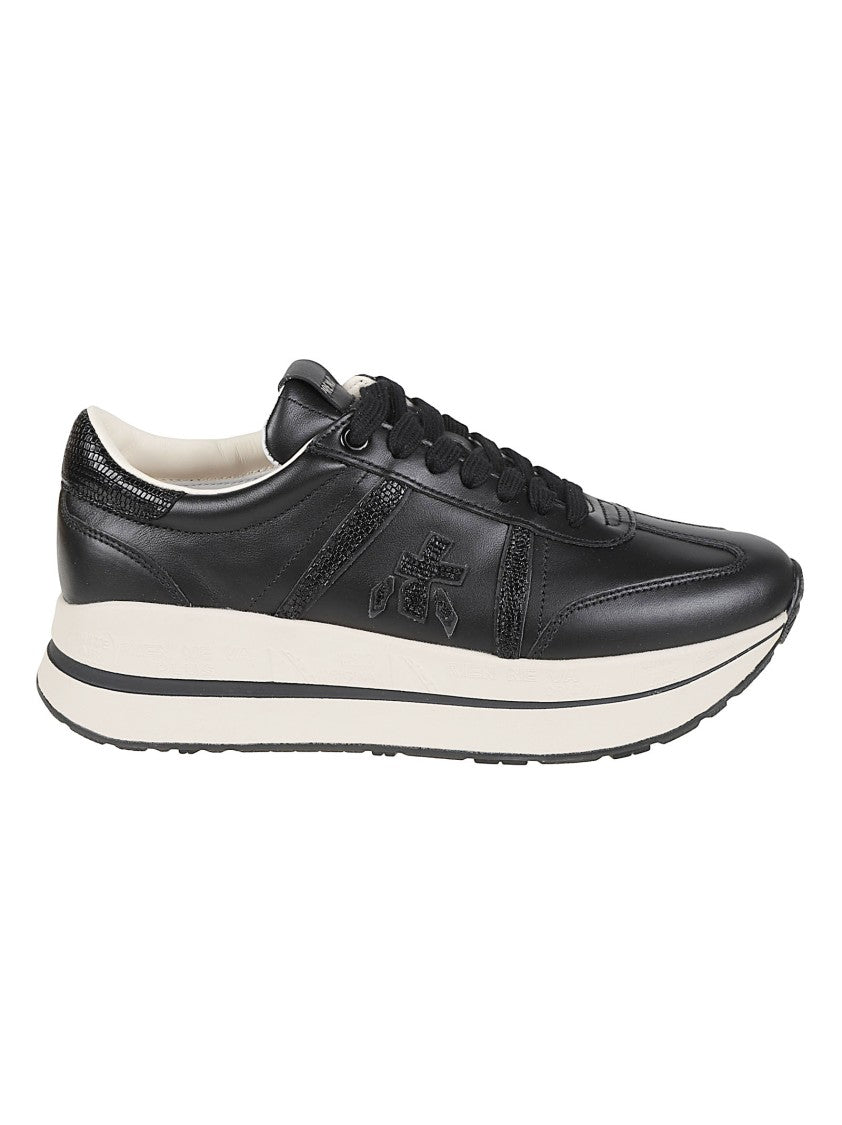 Premiata Black Bethcoin Textured Calf Leather Sneakers