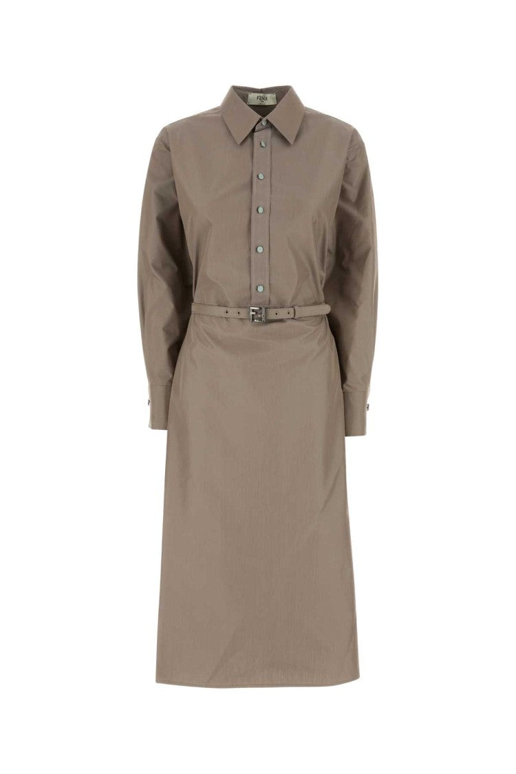 Fendi Cappuccino Poplin Shirt Dress