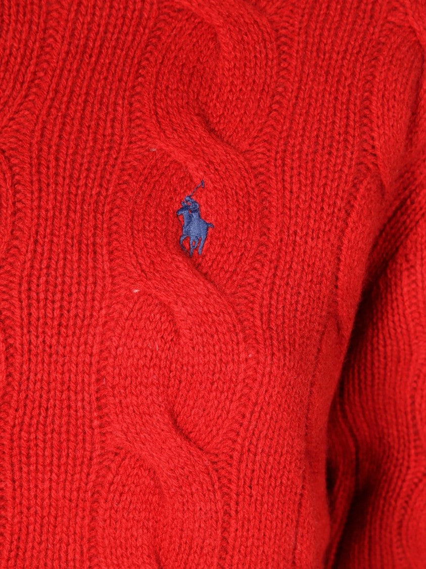 Polo Ralph Lauren Red Cable-Knit Wool-Cashmere Sweater