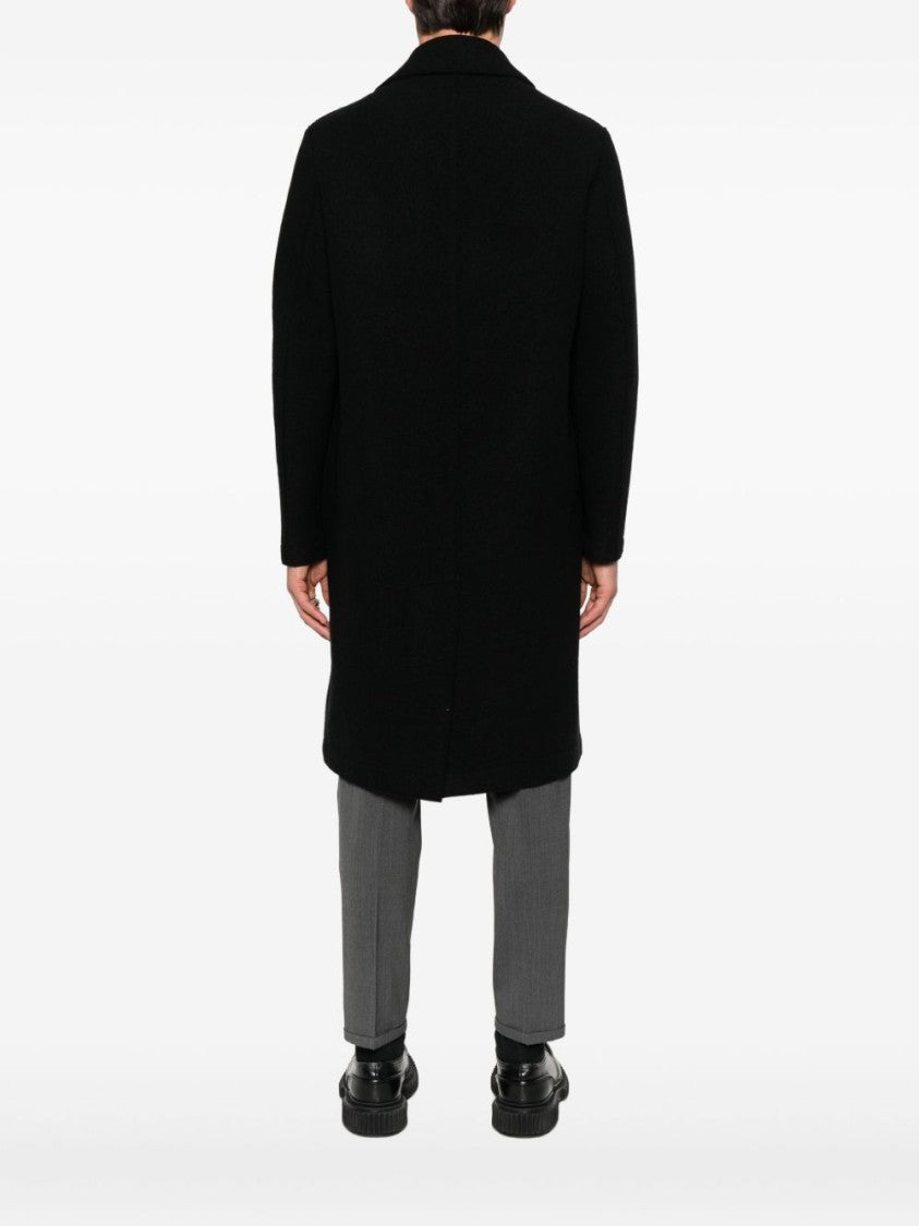 Harris Wharf London Tailored Double-Breasted Giacconi Nero Coat