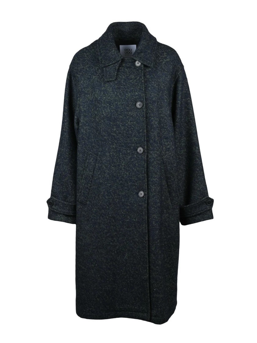 Douuod Blue-Green Acrylic-Blend Tanzanite Coat
