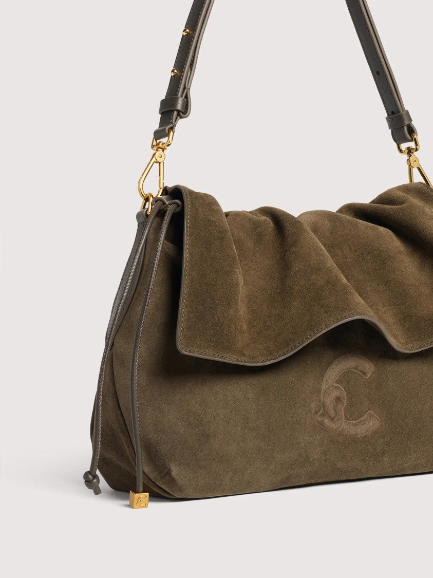 Coccinelle Lidia Medium Suede Ruffled Handbag