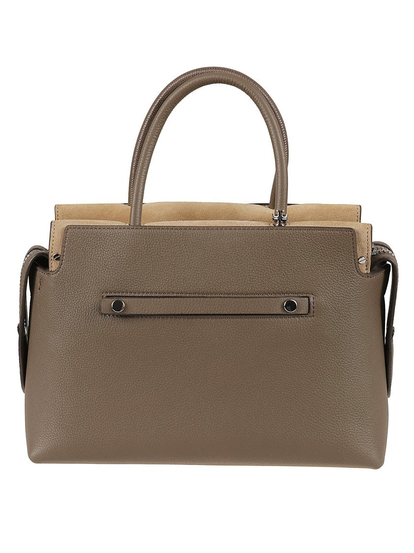 Tory Burch Textured Taupe Leather Shoulder Bag