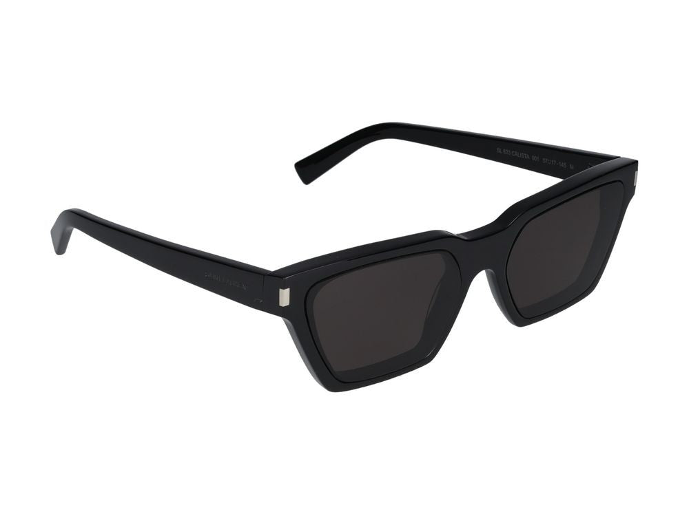 Saint Laurent Black Glossy Acetate Oversized Square Sunglasses