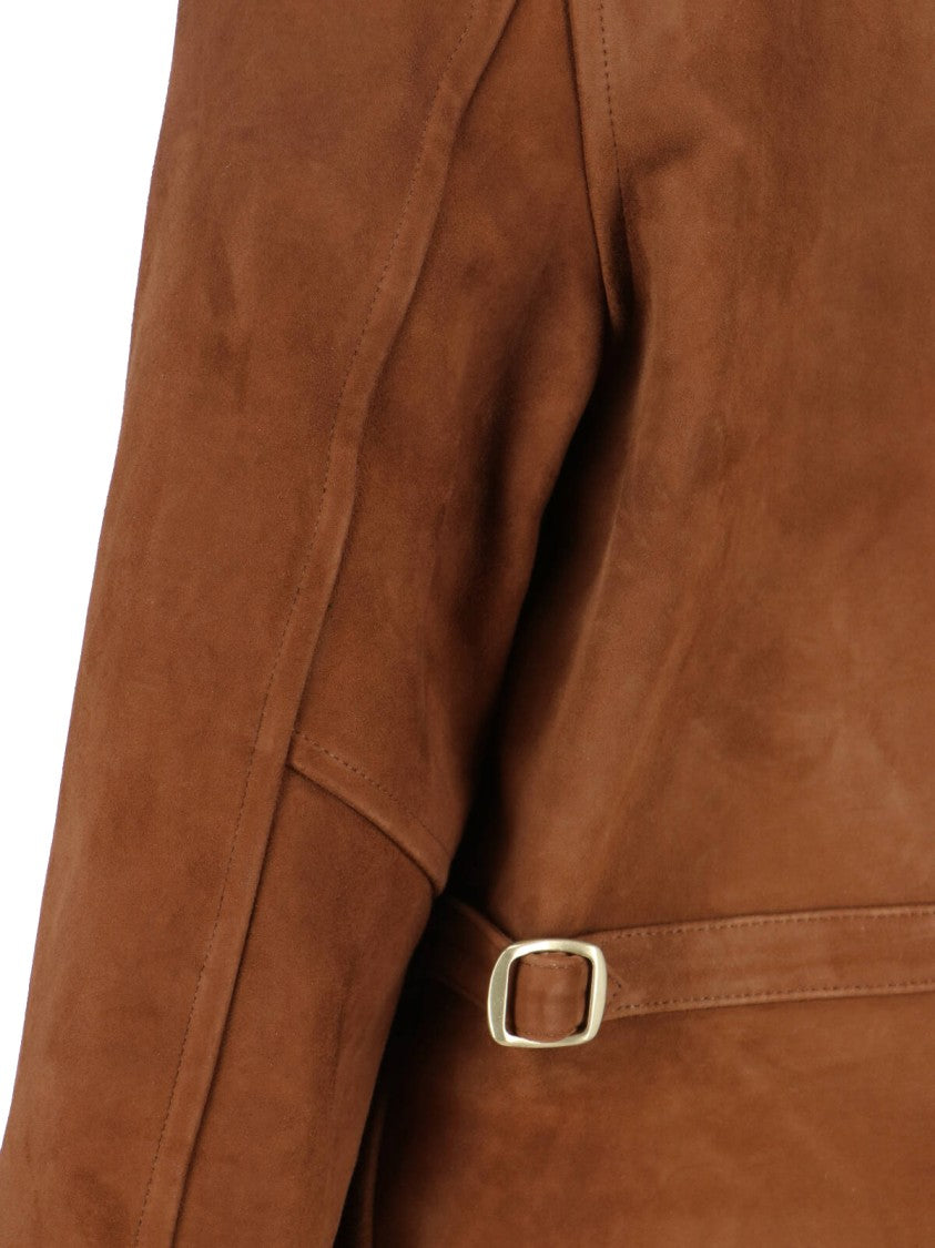 Tonywack Structured Brown Jacket With Front Zipper Closure
