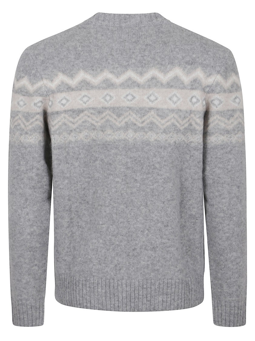 Eleventy Heathered Grey Crew-Neck Cashmere Blend Sweater