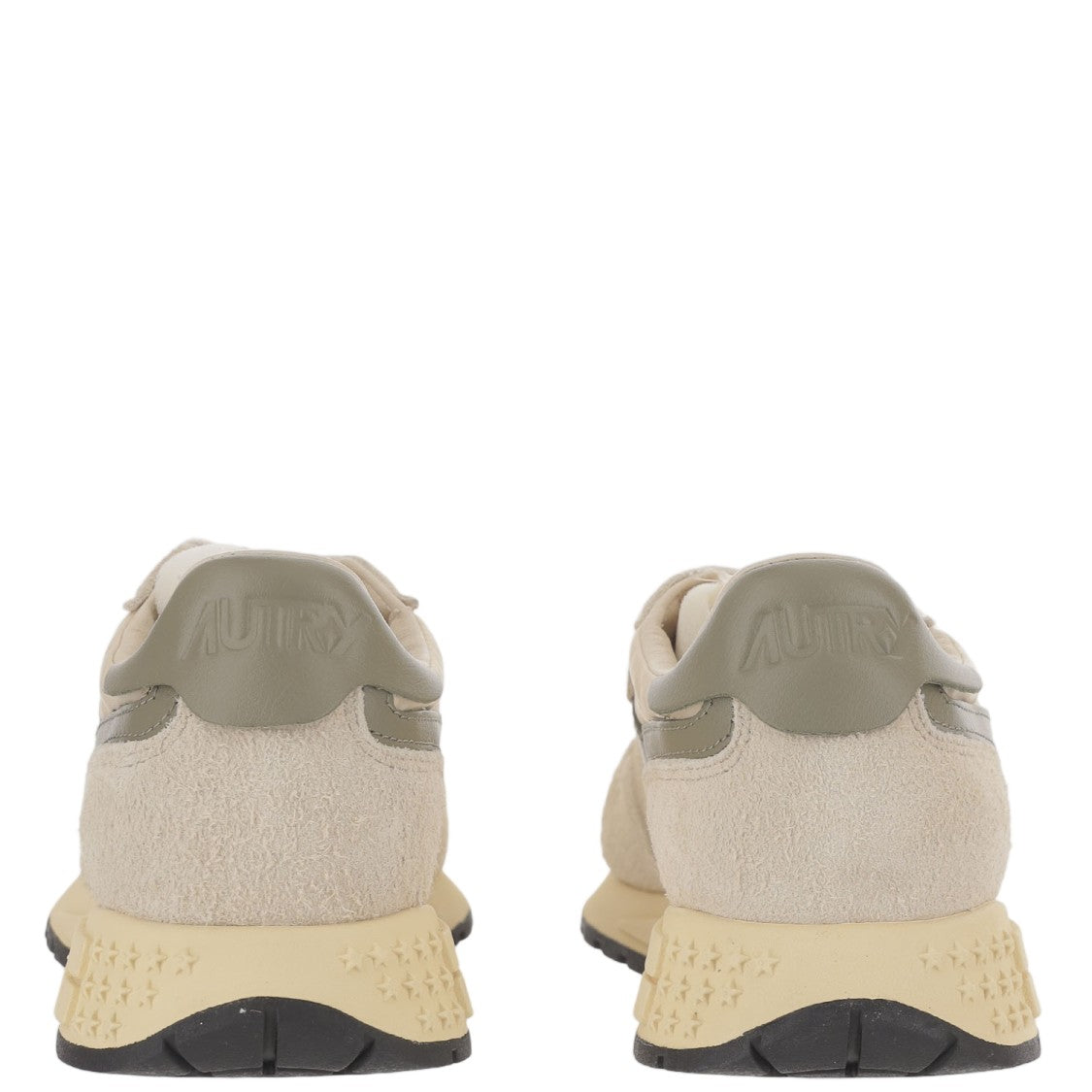 Autry Ivory/Green Padded Heel Running Sneakers