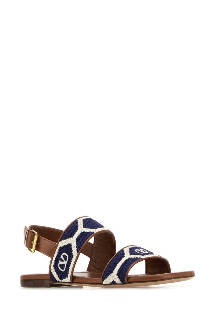 Valentino Garavani Embroidered Fabric Vlogo Signautre Sandals