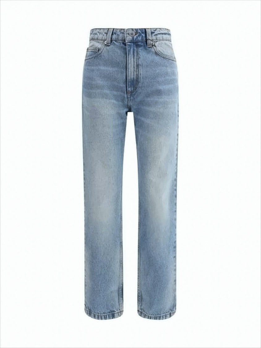 Ami Straight-Leg Denim Pants In Light Blue Wash