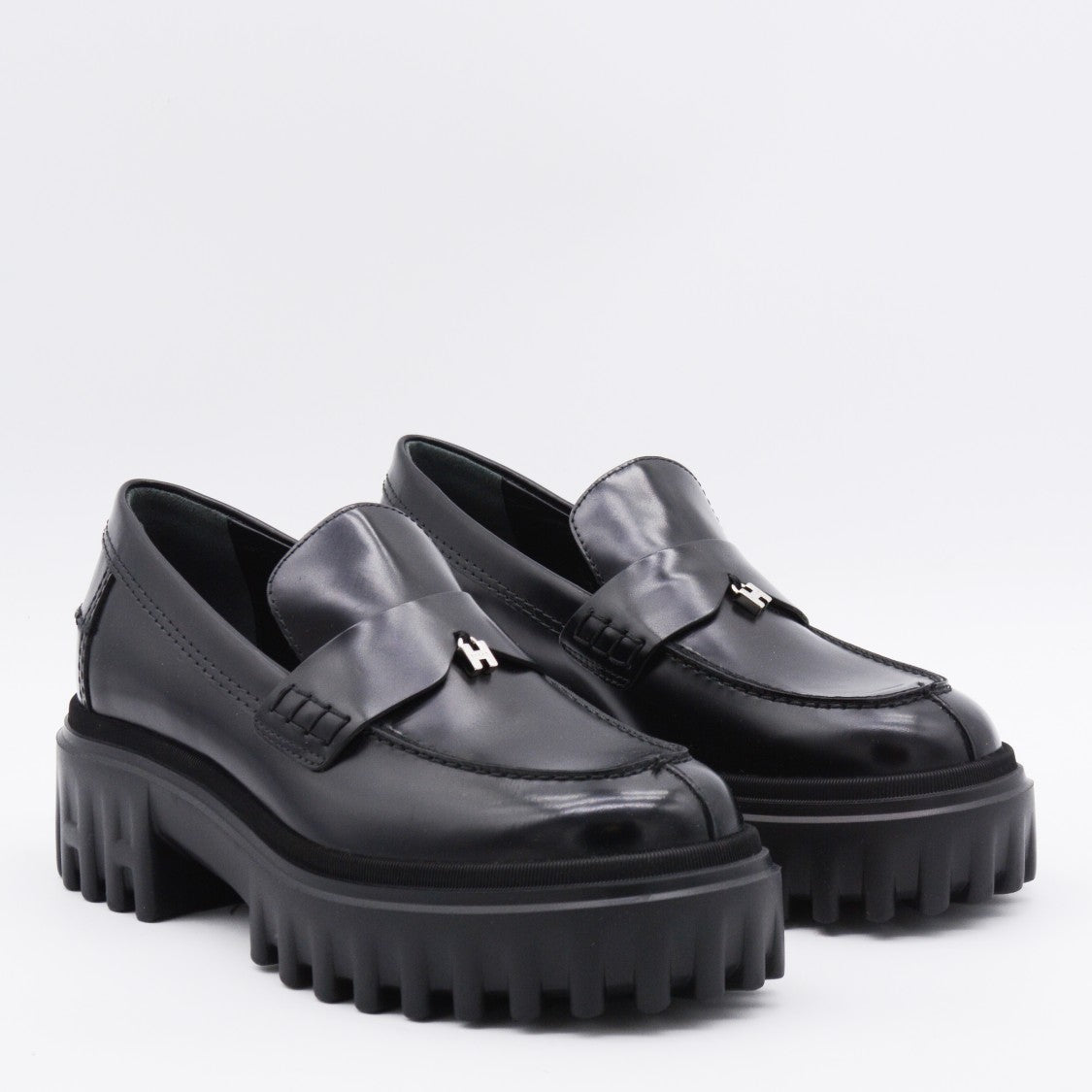 Hogan Black Leather Loafers
