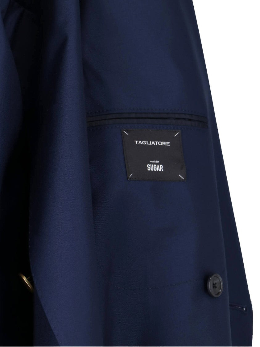 Tagliatore Navy Blue Double-Breasted Wool Blazer