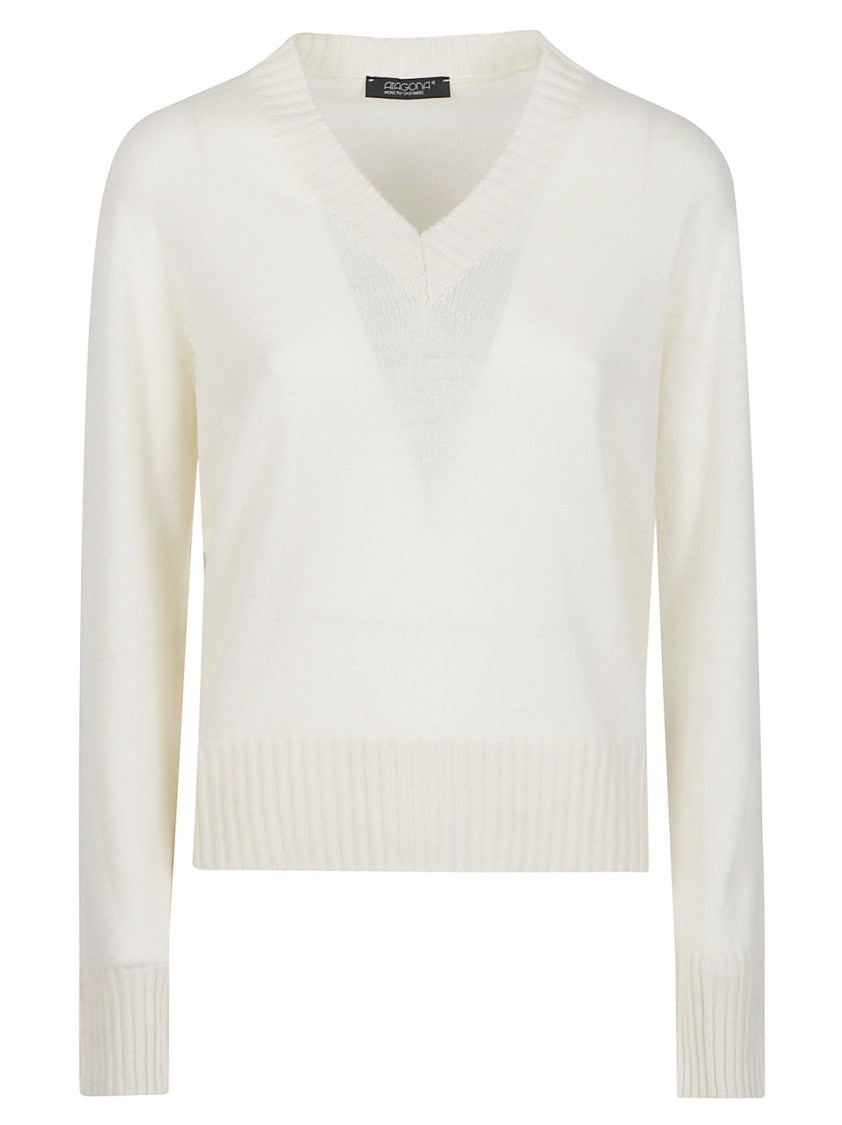 Aragona Classic Ribbed Cashmere V-Neck Sweater