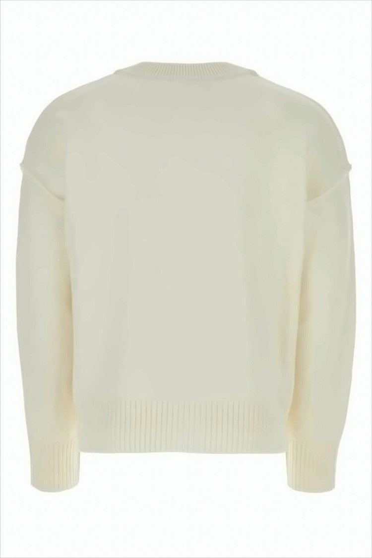 Ami Paris Cropped Wool Cardigan With Embroidered Heart Detail